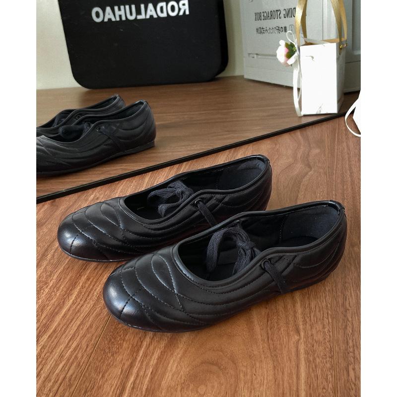 Modische lässige flache Schuhe für Damen Frühling Herbst runde Zehenpartie Ballerinas neue Mokassins bequeme Schnürung silberne Flats