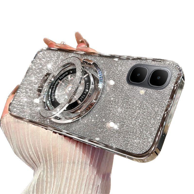 

Роскошное покрытие для infinix Smart 10 Plus Магнитная подставка Держатель Блестящий бриллиантовый чехол для infinix Smart 10 Plus Силиконовая крышка infinixSmart 10 серебряный