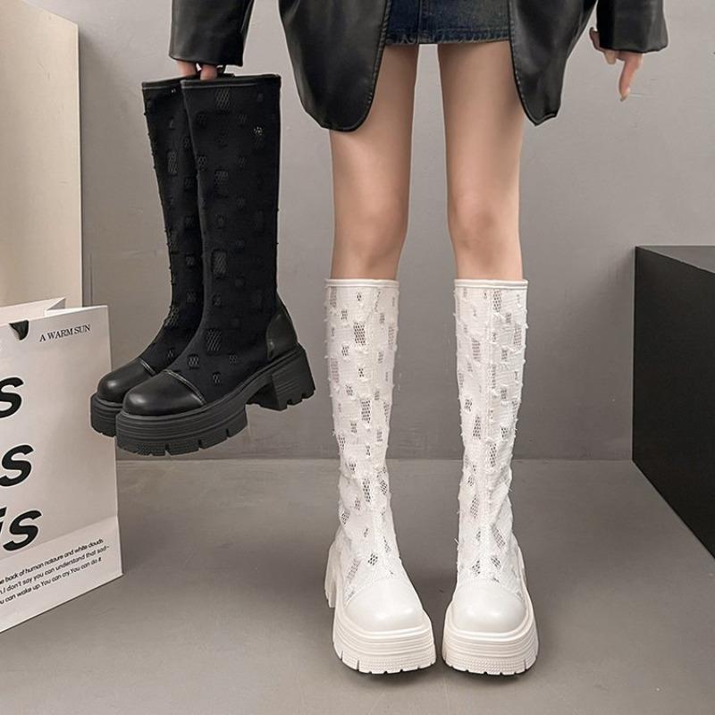 Fashion 2025 New Women's Boots Summer Mesh Breathable Knee-high Boot Designer Women Boots Outdoor Non Slip Platform Boots Botas De Mujer