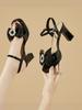 Fashion Female Sandal 2025 Summer Black Shoes for Women  Block Heels Girls Fashion Beige Bow Comfort Rhinestone New Chunky