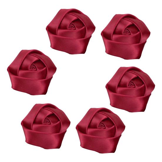 6Pcs Corsage Handmade Reversible Satin Roses Wedding Corsage DIY Hair Accessories Bridal Bouquets Small Floral Accessories
