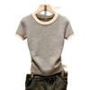 Women's Knitted Short-Sleeve Slimming Sweater: 2026 Spring/Summer Fashion Round Neck