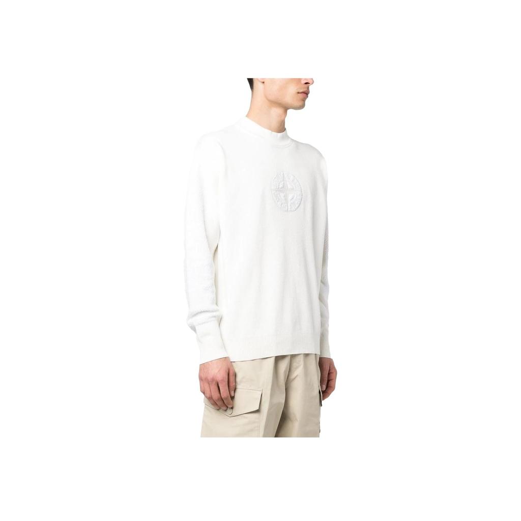 Stone Island Ss23 Solid Logo Print Crew Neck Pullover Long Sleeve Sweatshirt Men sweatshirt White 7815519B4-V0099