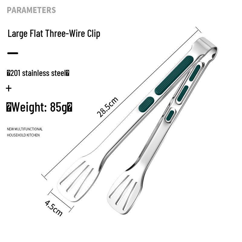 Stainless Steel Korean BBQ & Kitchen Tongs: Bread, Steak, or Barbecue Tongs with Three-Line Grip
