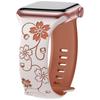 Compatible with Apple Watch: Laser Engraved Two-Color Floral Butterfly Silicone Strap with 3D Design