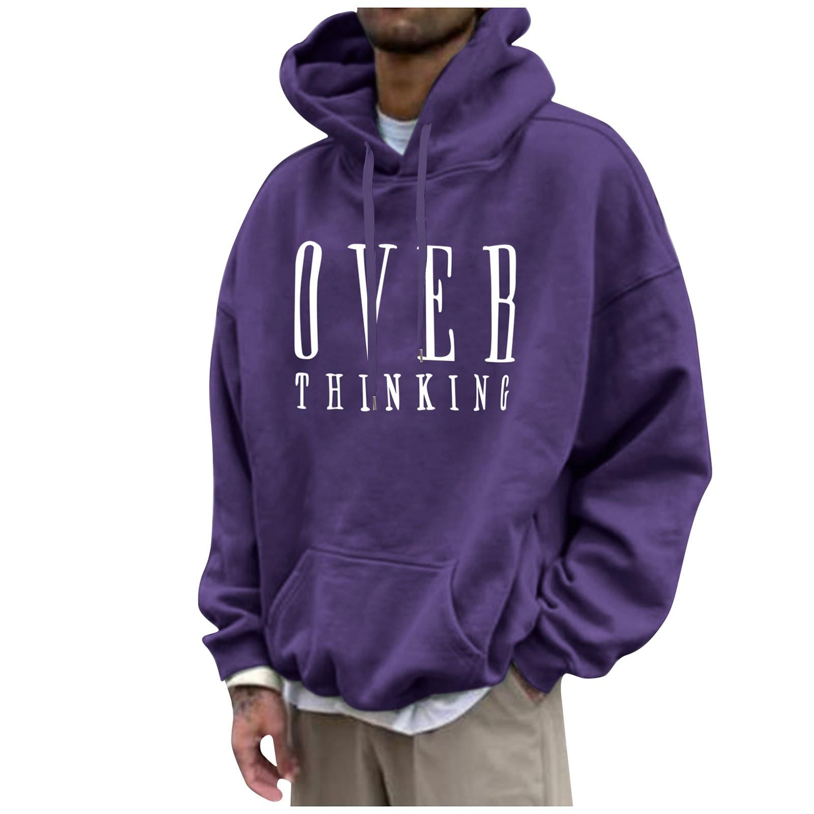 Мужские однотонные свободные толстовки с буквенным принтом и заниженными рукавами — фото 7