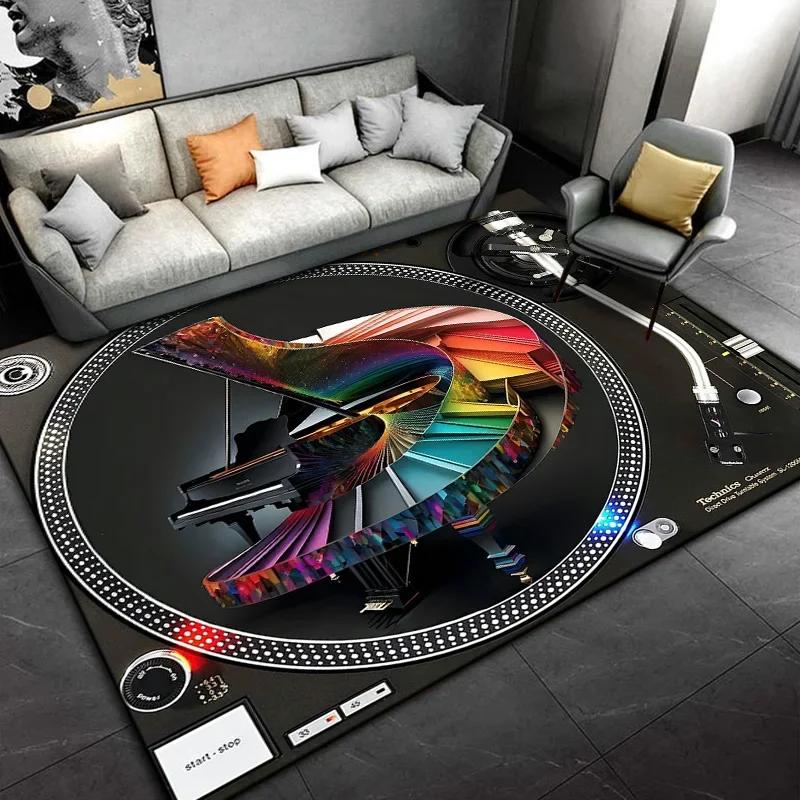 1 Stück Retro Disc Player Schallplattenmuster Teppich für Schlafzimmer Heimdeko Wohnzimmermatte Musikzimmer Musikliebhaber Teppiche Geschenk
