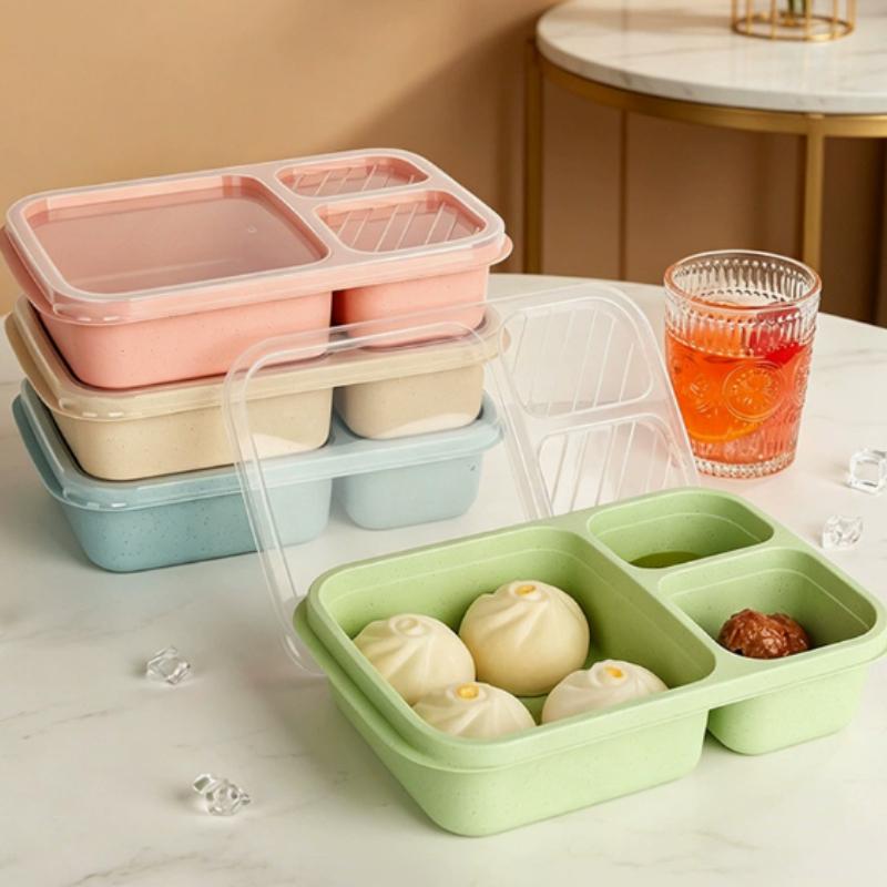 1/2pcs Wheat Straw Lunch Box Portable Bento Box With Compartment Picnic Bento Box Fruit Container Microwave Oven Dinnerware