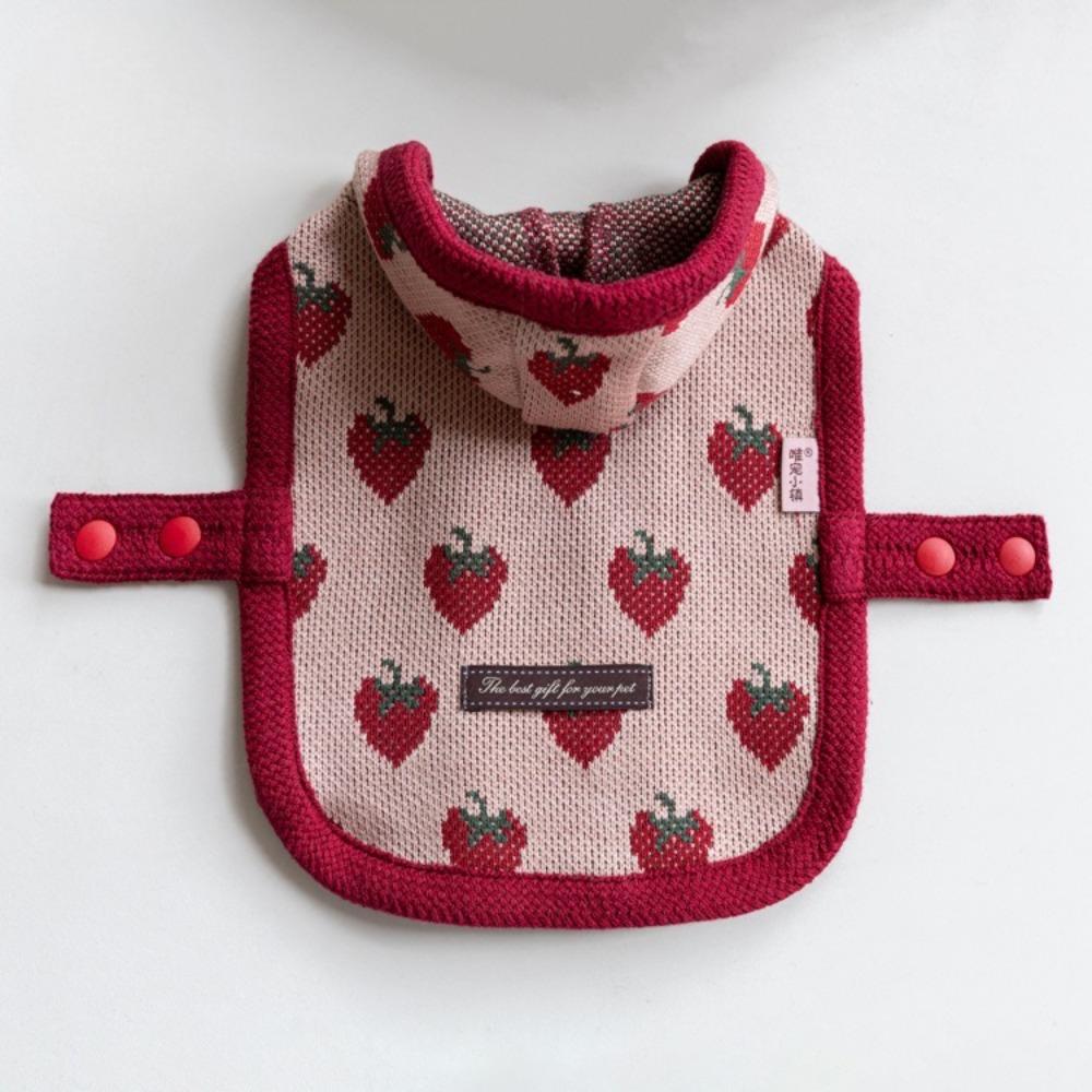 Pet Winter/Autumn Warm Hoodie Pet Strawberry Cloak Teddy Cute Coat Dog Clothes for Small Dogs Puppy Clothes