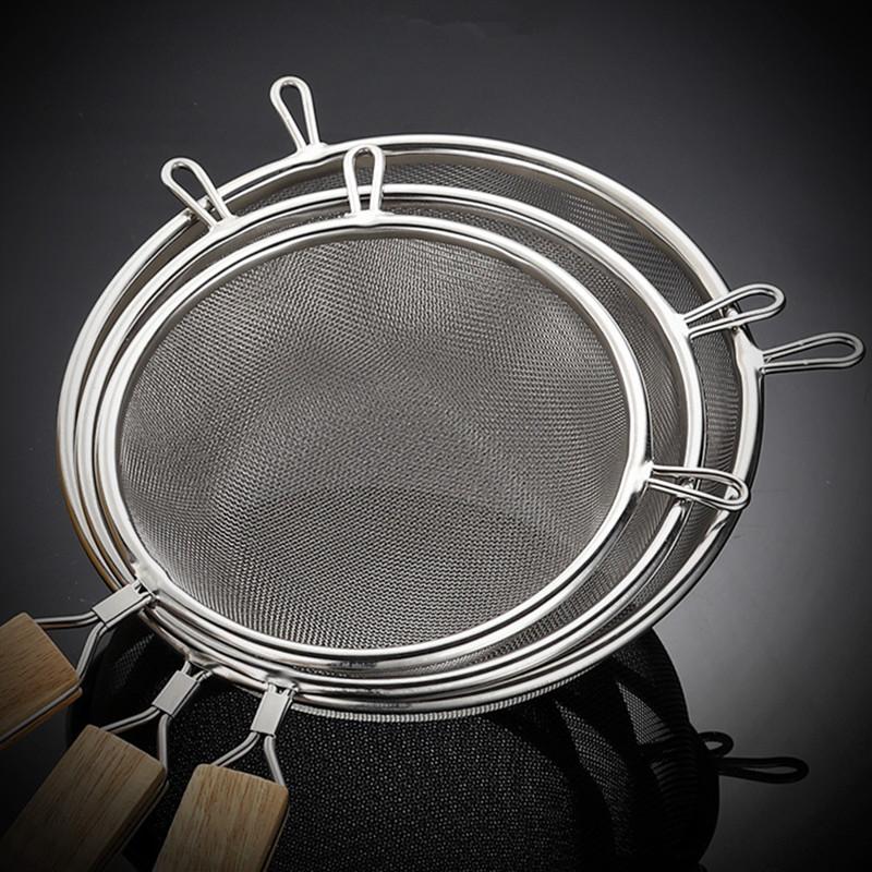 Kitchen Multi-functional Strainer Stainless Steel Filter Spoon with Wooden Handle Fried Food Gadgets Tool Wire Fine Mesh