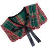 Women Vintage Checkered Plaids False Collar Sweet Ruffled Trim Elegant Lapel Shawl Scarf Bows Tie Mini Ponchos Capelet