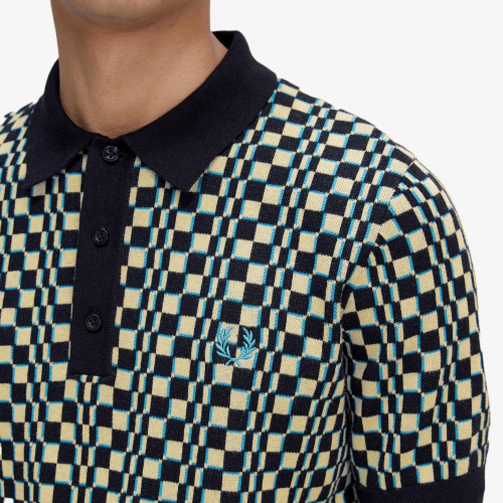 Fred Perry [sharp] Glitch Checkerboard Knit Shirt  R70  Afpm2336514 R70