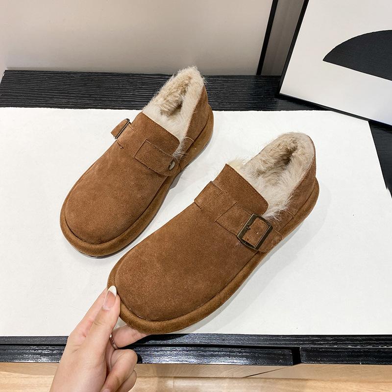 

Бокен Женские дутики 2025 Новые осенне-зимние универсальные на плоской подошве Пушистые Утепленные Теплые Хлопковые Ботинки 40