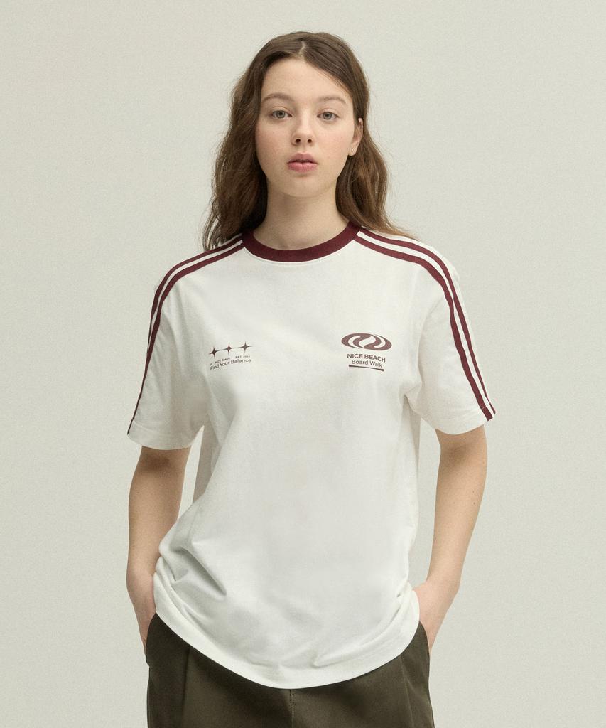 URBANDTYPE Football Jersey T-Shirt_White/Burgundy