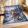 Mother Deer Fawn In Snow Coral Fleece Blanket Winter Wildlife Decor