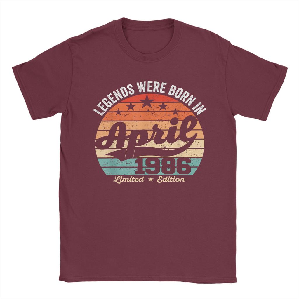 Mens TShirts Vintage 40th Birthday Legends Were Born In April 1986 Cotton Tee Shirt Short Sleeve T Shirts O Neck Tops Classic
