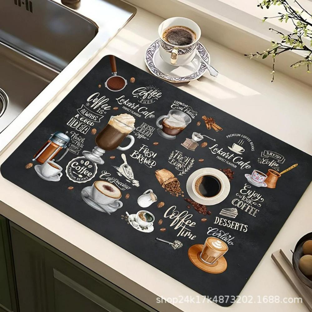 Kaffee Wasser Tasse Kieselgur Geschirr Matte Schnelltrocknend Rutschfest Abtropfmatte für Geschirr Arbeitsfläche Dekor Kaffeemaschine Geschirr Pad
