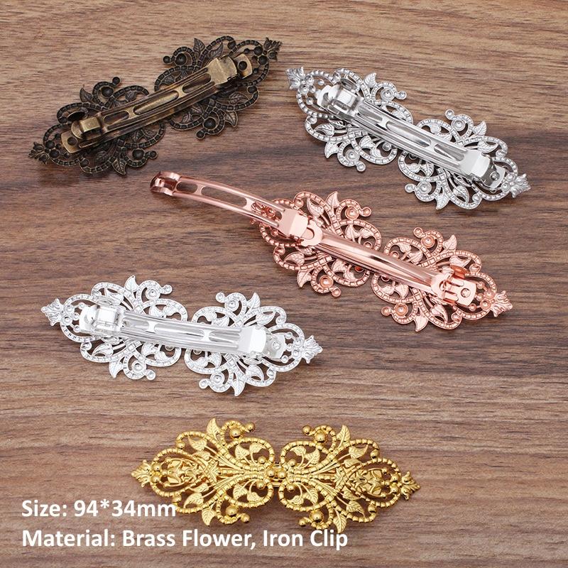 BoYuTe (10 Stück/Lot) Metall Messing Filigran Blume Haarnadel Basis Frauen Haarspangen Handgemachte Materialien