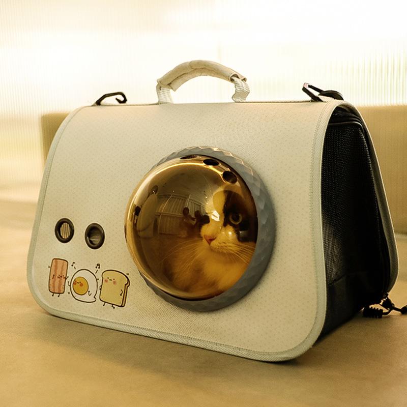 Portable Cat Backpack with Transparent Space Cover for Travel