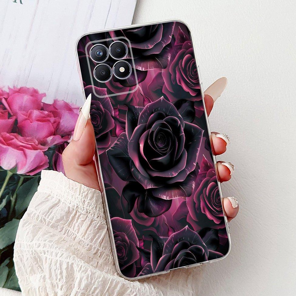 Clear Cover For Realme 8i Case RMX3151 Luxury Butterfly Love Flowers Cool Painted Phone Case For Realme Narzo 50 RMX3286 Cover
