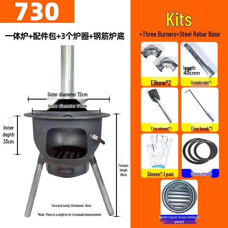 Portable Outdoor Firewood Stove with Threaded Round Legs - New Model