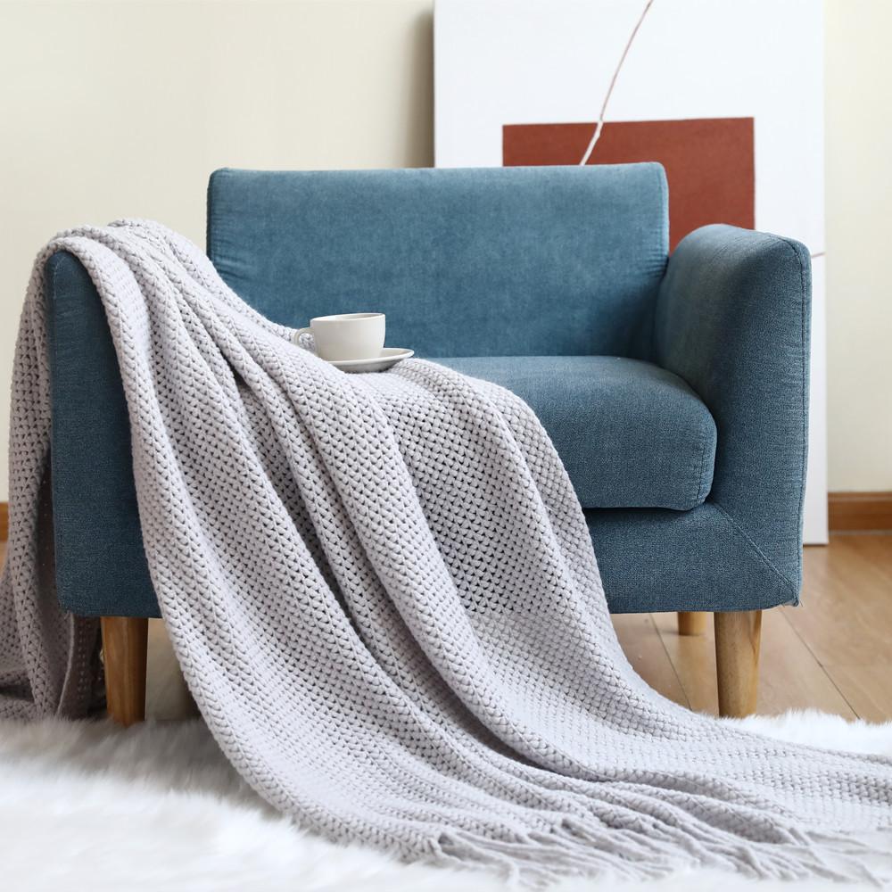 Knitted Throw Blanket for Couch Soft Farmhouse Boho Throw Blanket with Tassels Home Decorative Lightweight Throw Blankets,Throws for Bed/Chair/Sofa