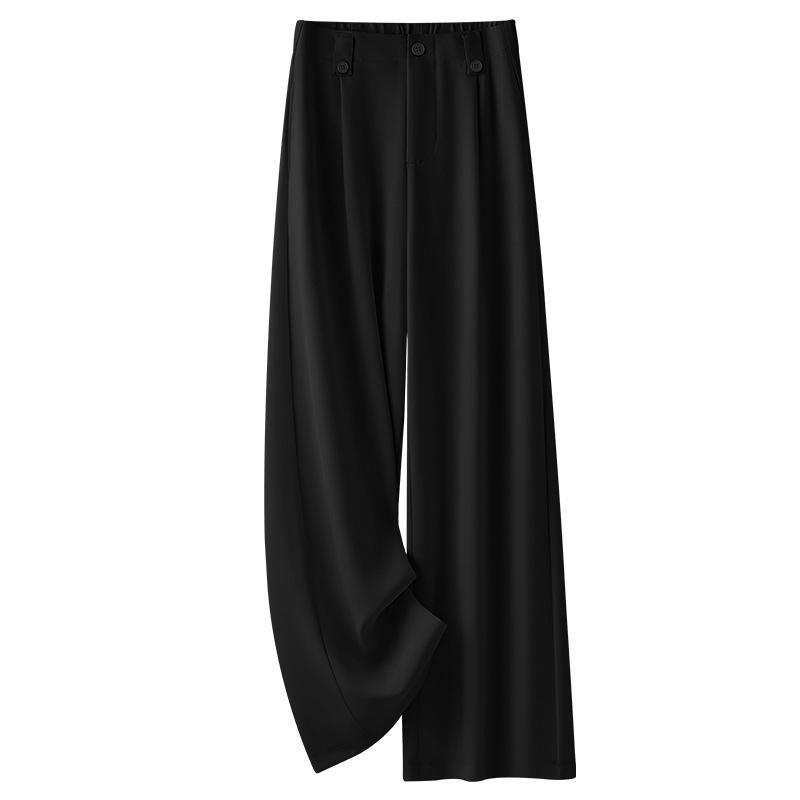 

Wide-Leg Black Suit Pants for Women - Casual, High-End, Spring/Summer 2025 L