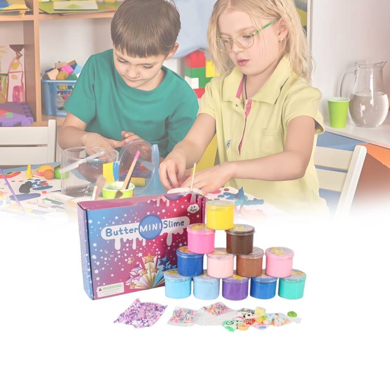 Fluffy Slime Kit  Rainbow Unicorn Super Soft Non Sticky Stress Relief Toy Putty