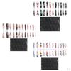 24 Pieces Nails Stylish with Double-Sided Tapes Fashion False Fingernails DIY Women Girls