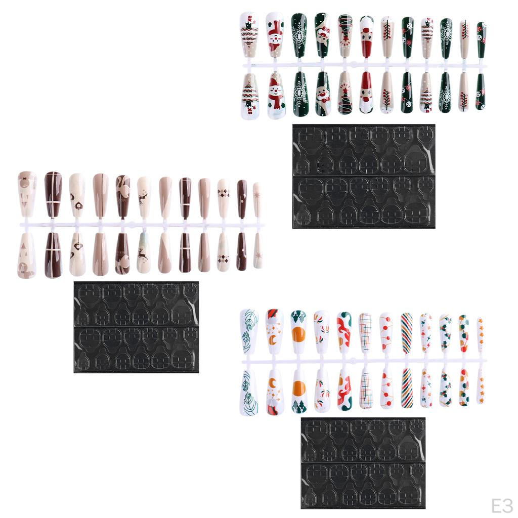 24 Pieces Nails Stylish with Double-Sided Tapes Fashion False Fingernails DIY Women Girls