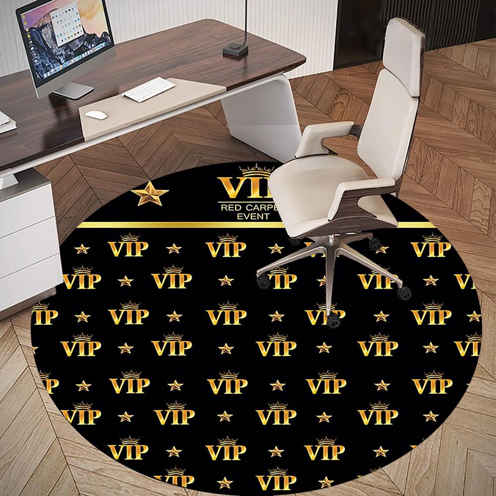 1pc VIP Red Carpet Round Chair mat Area Rug - Non-Slip, Floor Mat for Office, Bedroom, and Indoor Decor -1002260