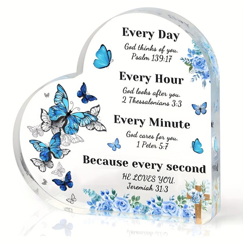 

2D Flat, Boho Style Acrylic Desktop Decoration, Butterfly Design, Christian Bible Verses, Suitable for wall decoration, porch, room, villa, accents Ho 10*10CM