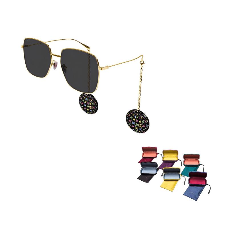 Gucci Einfache quadratische Anhänger-Sonnenbrille Damen Sonnenbrille GG1031S009
