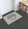 LUCKYSHIN Entrance Mat 60 X 40cm Entrance Mat Outdoor Indoor Washable Mud Remover PVC Quick Dry Welcome Anti-Slip (Smile, Beige)