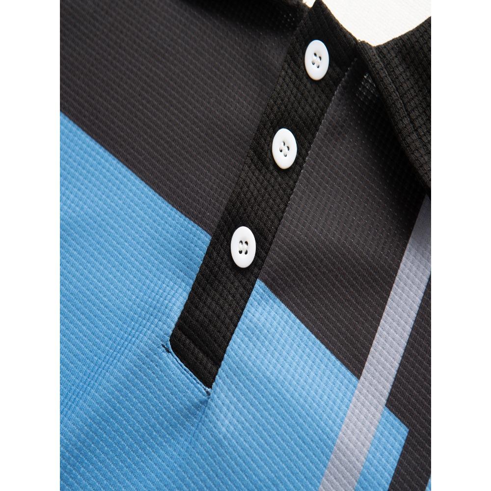 Summer Men's Casual Striped Printed Short Sleeved Polo Shirt