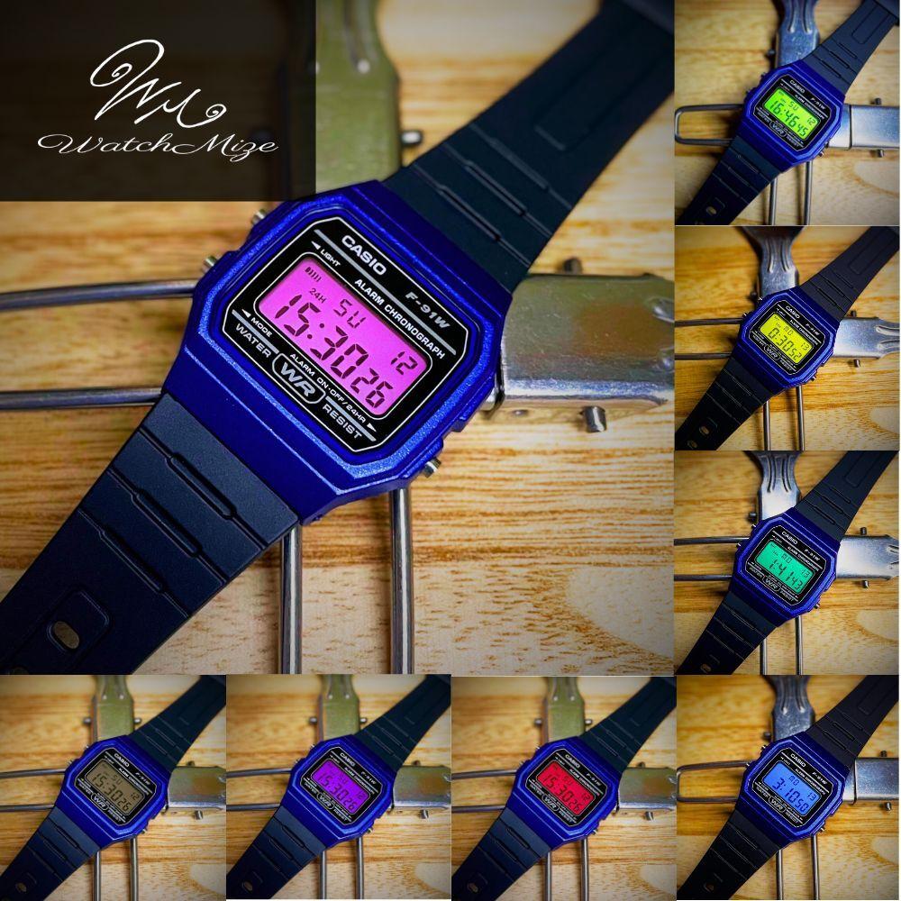 CASIO LCD base Purple LCD Custom Color Custom F-91WM-2AJH (base) watch