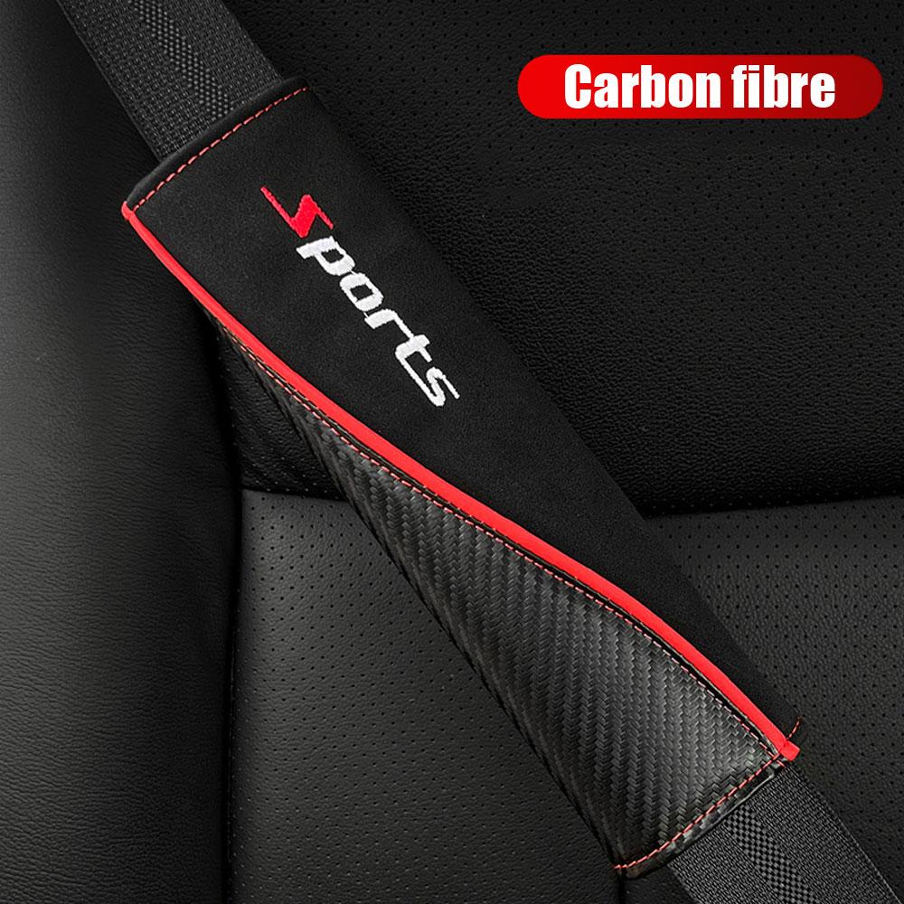 1Pc Car Safety Belts Cover Suede Carbon Fiber Seat Belt Protection Cover Shoulder Protector Car Interior Styling Accessories