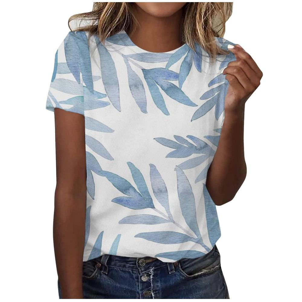 

Women s 3D printed casual round neck short sleeved T-shirt 5XL