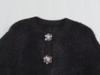 2023 Winter Black Faux Fur Round Neck Knit Sweater Jacket for Women