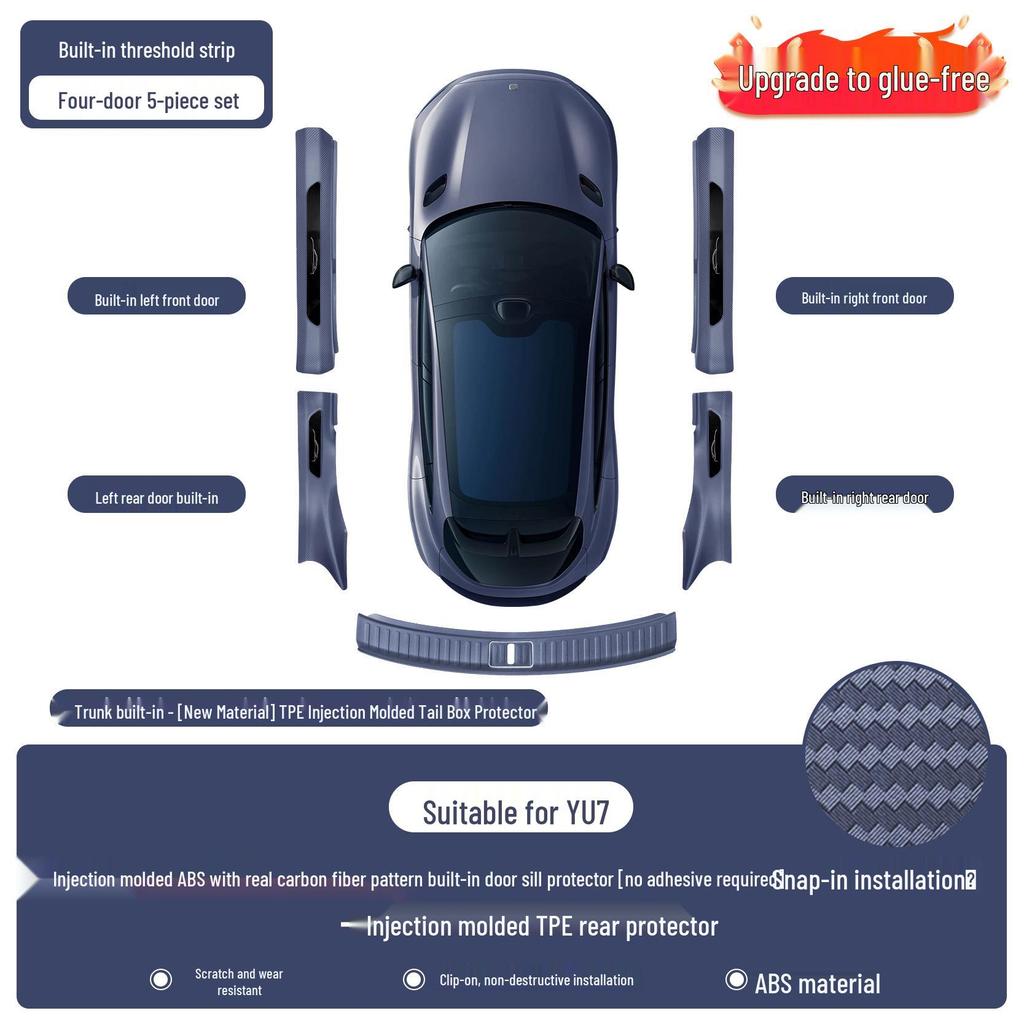 Xiaomi YU7 Carbon Fiber Welcome Pedal and Tailgate Protector - No-Adhesive, Anti-Scratch Door Sill Modification