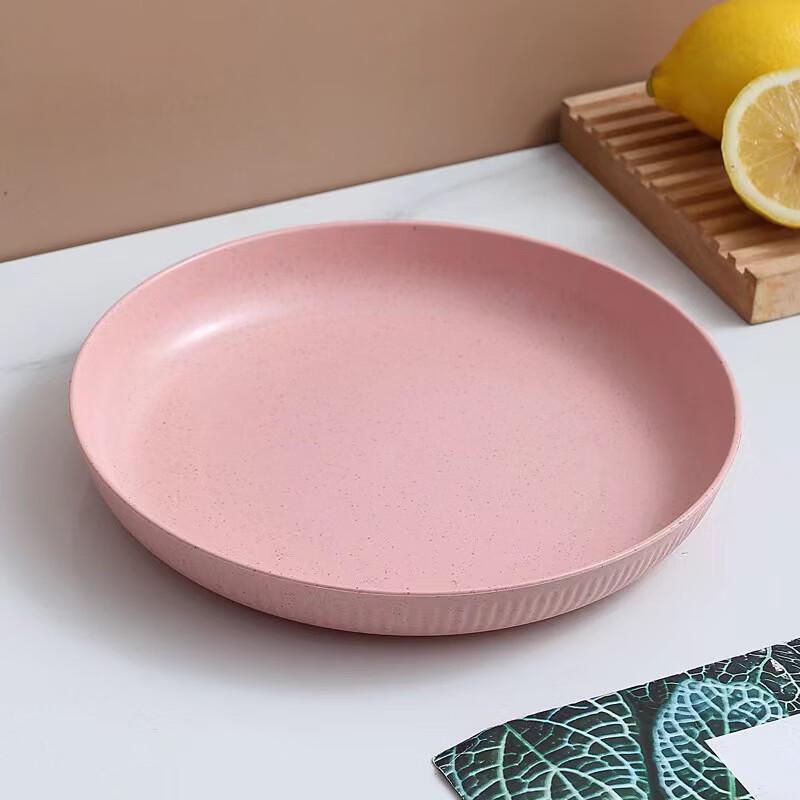 Ru Han Wheat Straw Striped Round Serving Plate Set