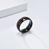 2026 Tungsten Steel Parquet Leather Ring Ring Tungsten Gold Fashion High-end Double Groove Wood Couple Ring