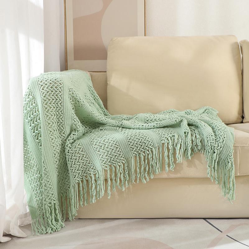 Scandinavian Cut-out Throw Blanket Knitted Sofa Cover Blanket B&B Hotel Bed Towel Bed End Matching Blanket Comfortable Couch Nap Blanket