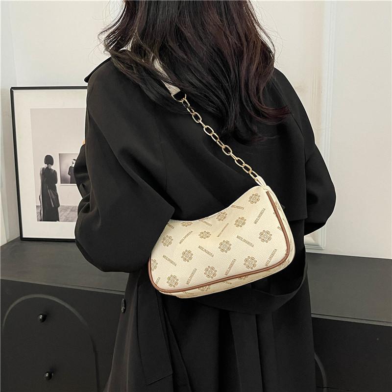 Printed bag women's summer new retro shoulder bag niche design underarm pillow bag