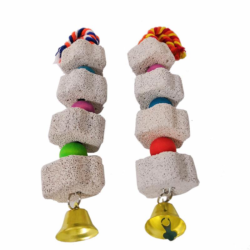 Papagei Kalziumergänzung Mineralfutter Schnur Vogel Schnabel Schleifstein Kauspielzeug mit Glocke für