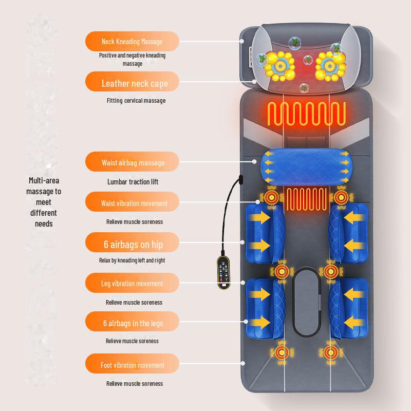 Multifunctional Full Body Massage Mattress with Heating & Airbag for Waist, Back, and Leg Massages