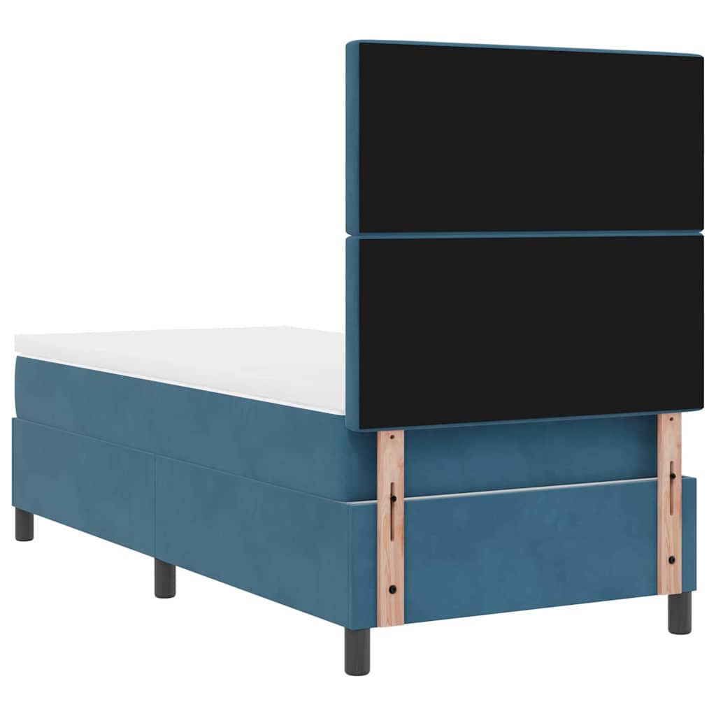Boxspring Bed with Mattress Dark Blue 100 X 200 Cm Velvet