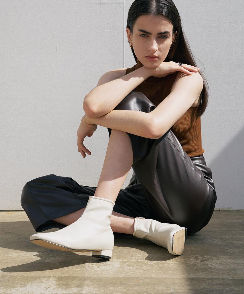 Moodnight New Elva Low Ankle Boots - 2 Colors 2Cm Square Stretch Ankle Flat Boots