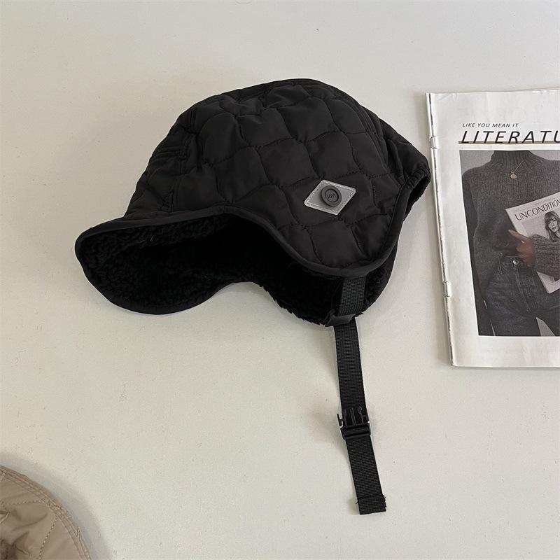 

Шапка Lei Feng для мужчин и женщин, зимняя, утолщенная и бархатная, из овечьей шерсти, теплая, для защиты ушей, для катания на лыжах, для езды на велосипеде, пилотская шапка M（56-58cm） чёрный