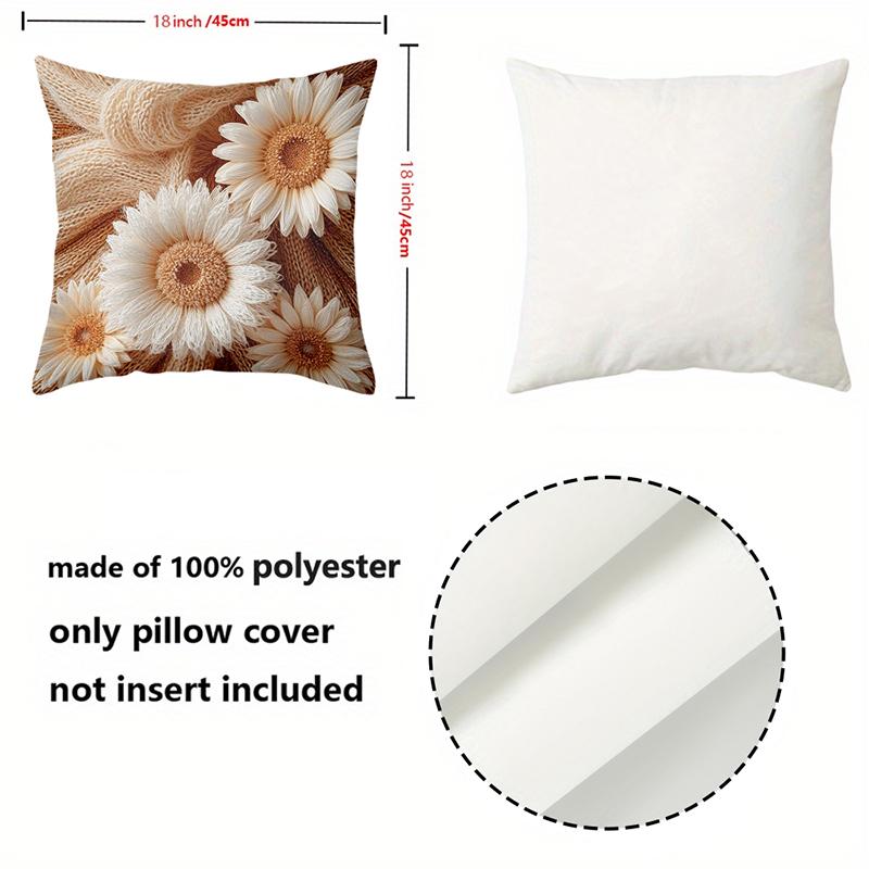 1 Pieces Sunflowers on Knit Pattern 2D Flat Printing Pillow Polyester pillowcase, sofa decorative cushion cov Headboard Pillow